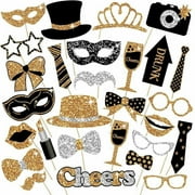 30 Pieces Black Golden Photo Booth Props For Birthday Wedding New Year Mix Of Hats Lipstick Tie Crowns And More Funny Selfie Props